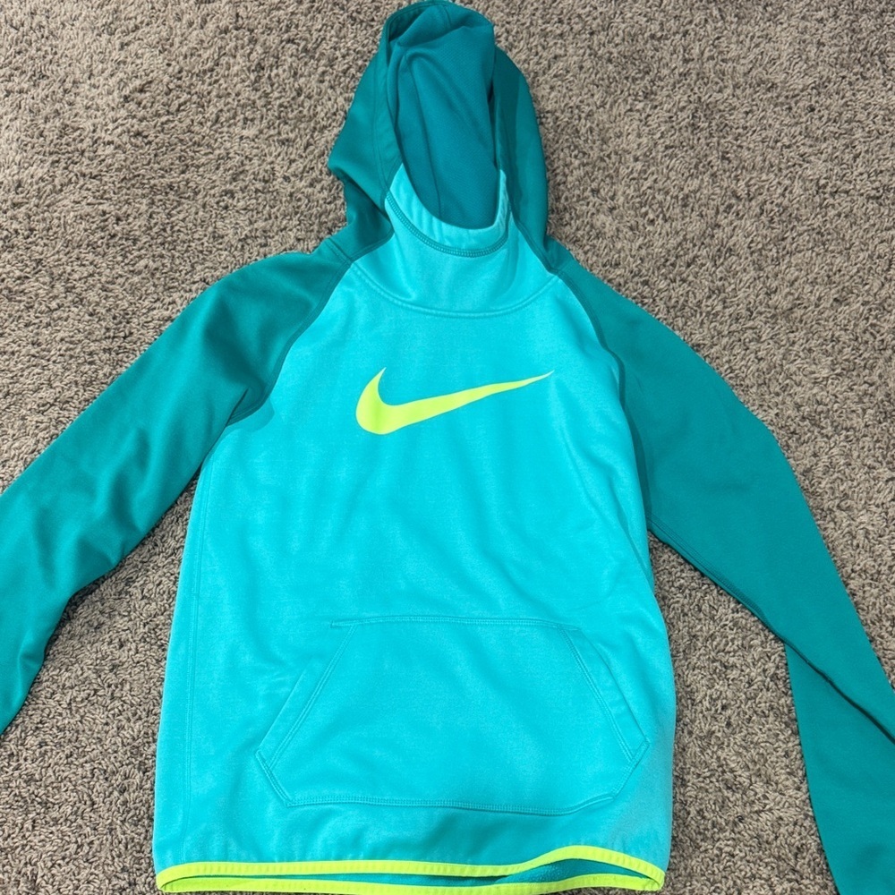 Nike Kids Aqua and Lime Hoodie
